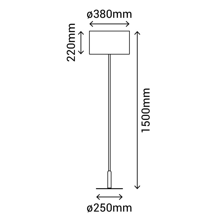 Lámpara de pie BASIC STYLO. Metal negro arenado y textil 25x25x150cm