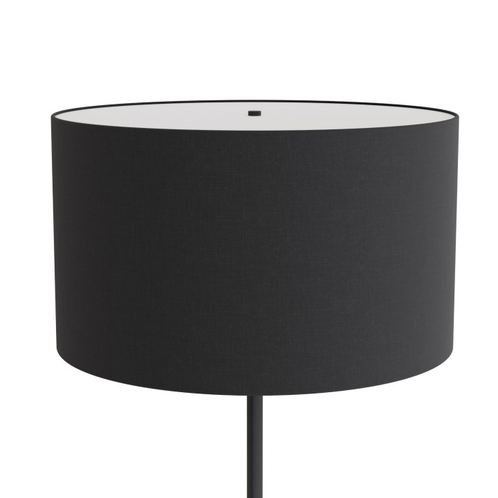 Lámpara de pie BASIC STYLO. Metal negro arenado y textil 25x25x150cm