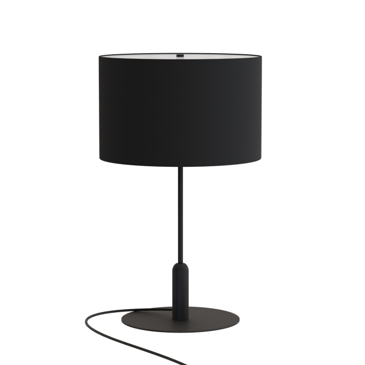 Sobremesa BASIC STYLO.Metal negro y pantalla textil negra.1xE27|Sulion