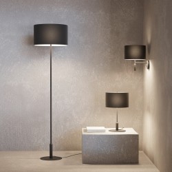 Sobremesa BASIC STYLO.Metal negro y pantalla textil negra.1xE27|Sulion