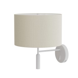 Aplique BASIC STYLO. Metal blanco y pantalla natural.| Sulion