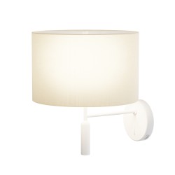 Aplique BASIC STYLO. Metal blanco y pantalla natural.| Sulion