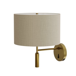 Aplique BASIC STYLO. Metal latón satinado y pantalla natural.| Sulion