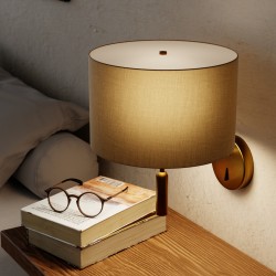 Aplique BASIC STYLO. Metal latón satinado y pantalla natural.| Sulion