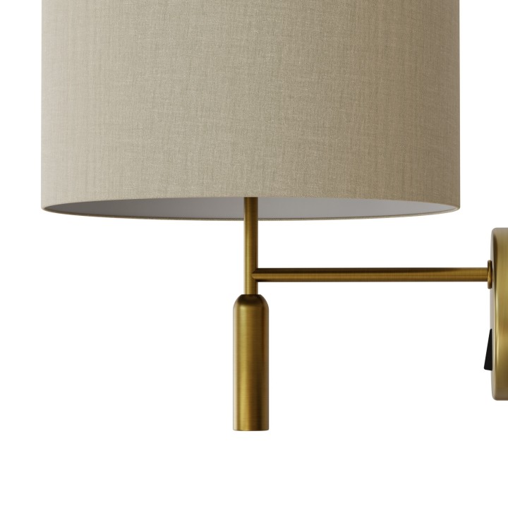 Aplique BASIC STYLO. Metal latón satinado y pantalla natural.| Sulion