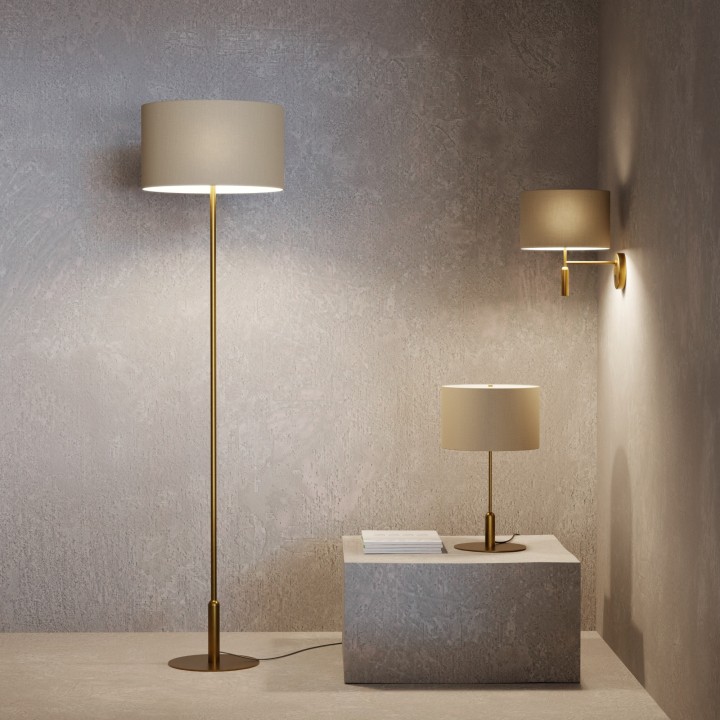 Aplique BASIC STYLO. Metal latón satinado y pantalla natural.| Sulion