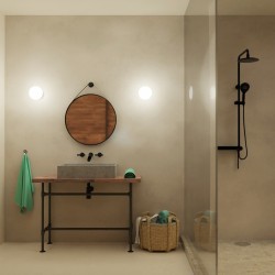 Plafón SENA con bola redonda vidrio opal y acabado cromo.1xE14 |Sulion