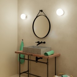 Plafón SENA con bola redonda vidrio opal y acabado cromo.1xE14 |Sulion