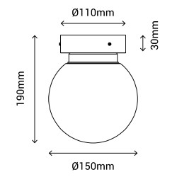 Plafón SENA con bola redonda vidrio opal y acabado cromo.1xE14 |Sulion