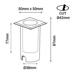 Empotrale pared INMA LED 2W cuadrado blanco con IP65 | Sulion