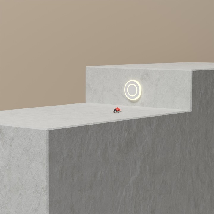 Empotrale pared ARIS LED 2W redondo aluminio con IP65 y 3000K | Sulion