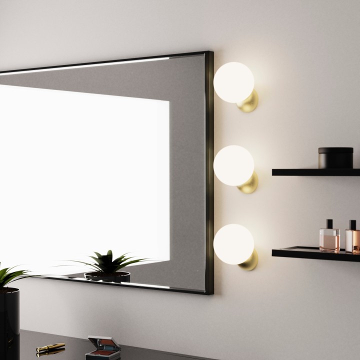 Aplique VOLGA. Metal latón satinado y bola difusor opal. 1xG9 | Sulion