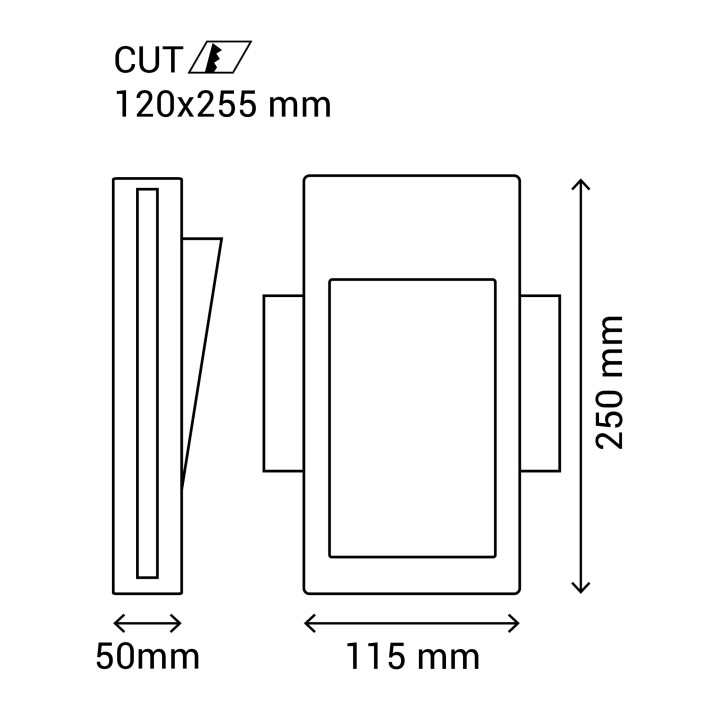 Bañador de pared MARTIN LED 2W yeso pintable 115x250mm 2700K | Sulion