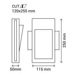 Bañador de pared MARTIN LED 2W yeso pintable 115x250mm 4000K | Sulion