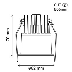 Empotrable DOTFIX LED 8W 3CCTswitch, blanco mate y lente 15° | Sulion