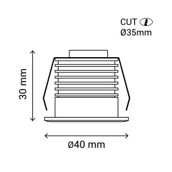 Empotrable DOTFIX LED 3W, 30mm fondo, blanco, 15° y 2700K| Sulion