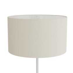 Lámpara de pie BASIC STYLO. Metal blanco arenado y textil natural 25x25x150cm