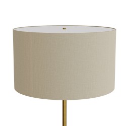 Lámpara de pie BASIC STYLO. Metal latón satinado y textil 25x25x150cm