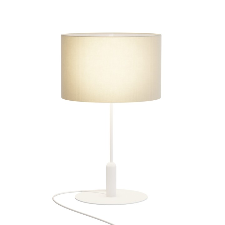 Sobremesa BASIC STYLO.Metal blanco y pantalla blanca.1xE27|Sulion