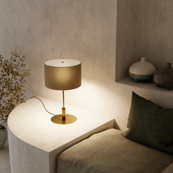 Sobremesa BASIC STYLO.Metal latón y pantalla natural.1xE27|Sulion