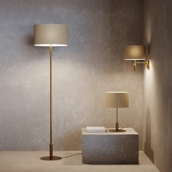 Sobremesa BASIC STYLO.Metal latón y pantalla natural.1xE27|Sulion