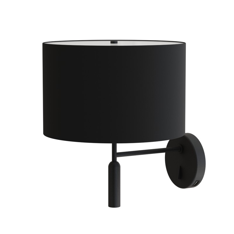 Aplique BASIC STYLO. Metal negro y pantalla negra.| Sulion