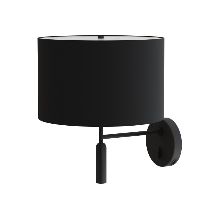 Aplique BASIC STYLO. Metal negro y pantalla negra.| Sulion