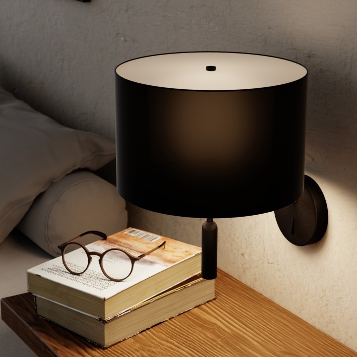 Aplique BASIC STYLO. Metal negro y pantalla negra.| Sulion