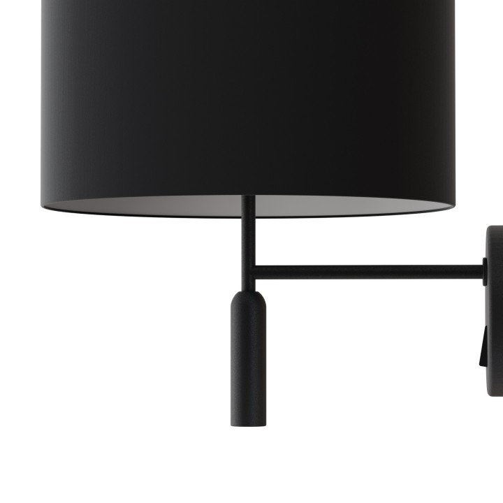 Aplique BASIC STYLO. Metal negro y pantalla negra.| Sulion