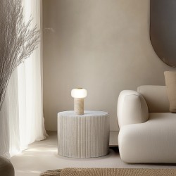 Sobremesa portátil MIMO VITA.Travertino beige.LED.13x13x22 cm | Sulion
