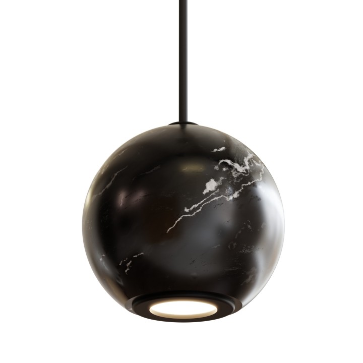 Lámpara de techoVITA. Bola mármol negro. 5W 3000k.7x7x6.2cm | Sulion