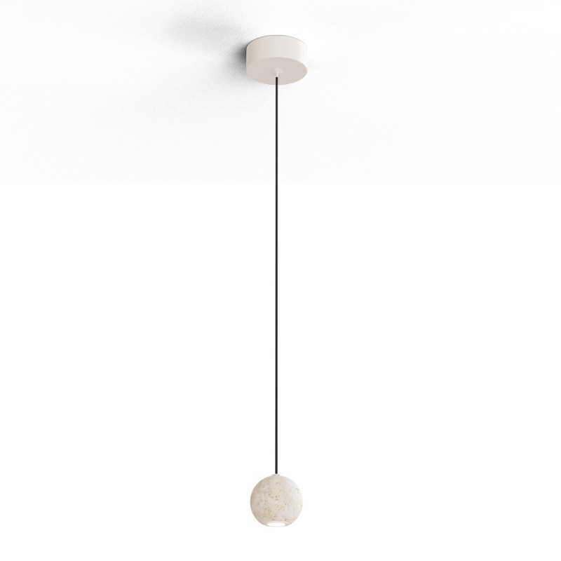 Lámpara de techo VITA.Bola travertino beige.5W 3000k.7x7x6.2cm |Sulion