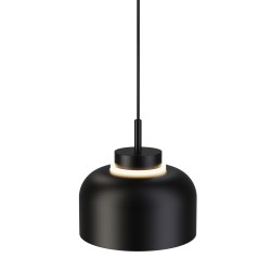 Lámpara de techo CARMEN. Metal acampanado negro y módulo negro. LED 9W