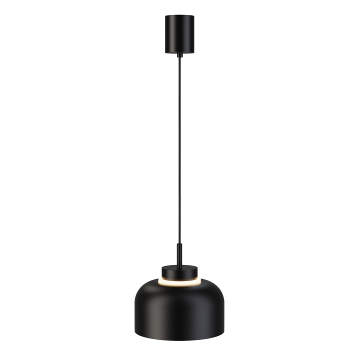 Lámpara de techo CARMEN. Metal acampanado negro y módulo negro. LED 9W