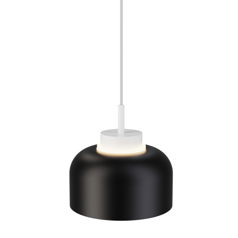 Lámpara de techo CARMEN. Metal acampanado negro y módulo blanco.LED 9W