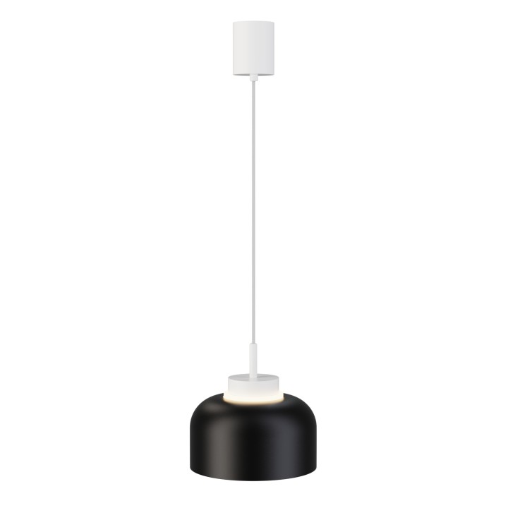 Lámpara de techo CARMEN. Metal acampanado negro y módulo blanco.LED 9W