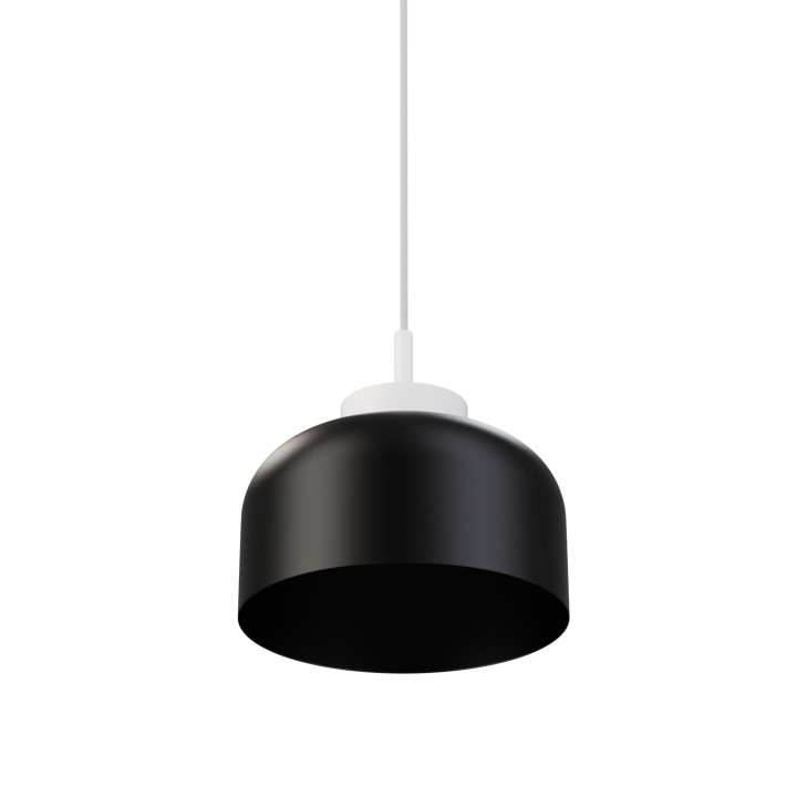 Lámpara de techo CARMEN. Metal acampanado negro y módulo blanco.LED 9W