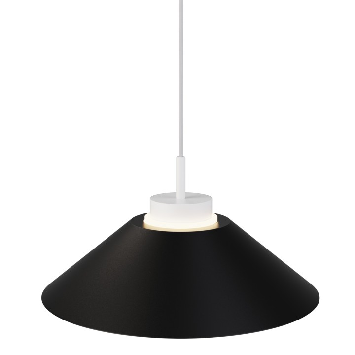 Lámpara de techo CARMEN. Metal cono negro y módulo blanco. LED 9W