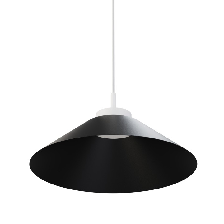 Lámpara de techo CARMEN. Metal cono negro y módulo blanco. LED 9W