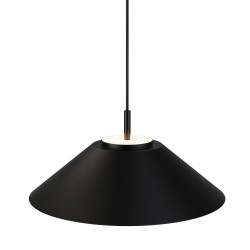 Lámpara de techo VALENTINA.Metal cono negro y módulo negro.LED 18W