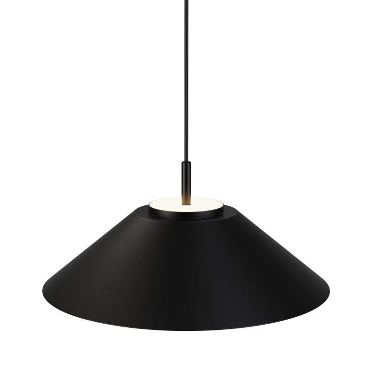 Lámpara de techo VALENTINA.Metal cono negro y módulo negro.LED 18W