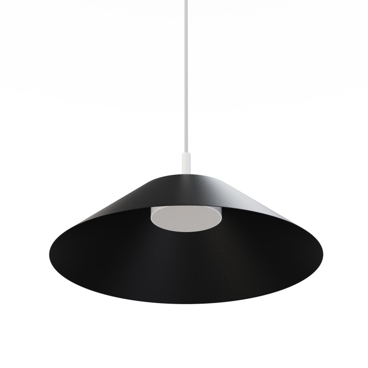 Lámpara de techo VALENTINA.Metal cono negro y módulo negro.LED 18W