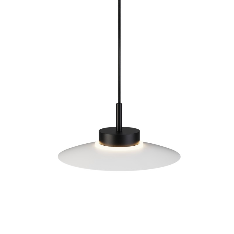 Lámpara de techo CARMEN. Metal plano S blanco y módulo negro. LED 9W
