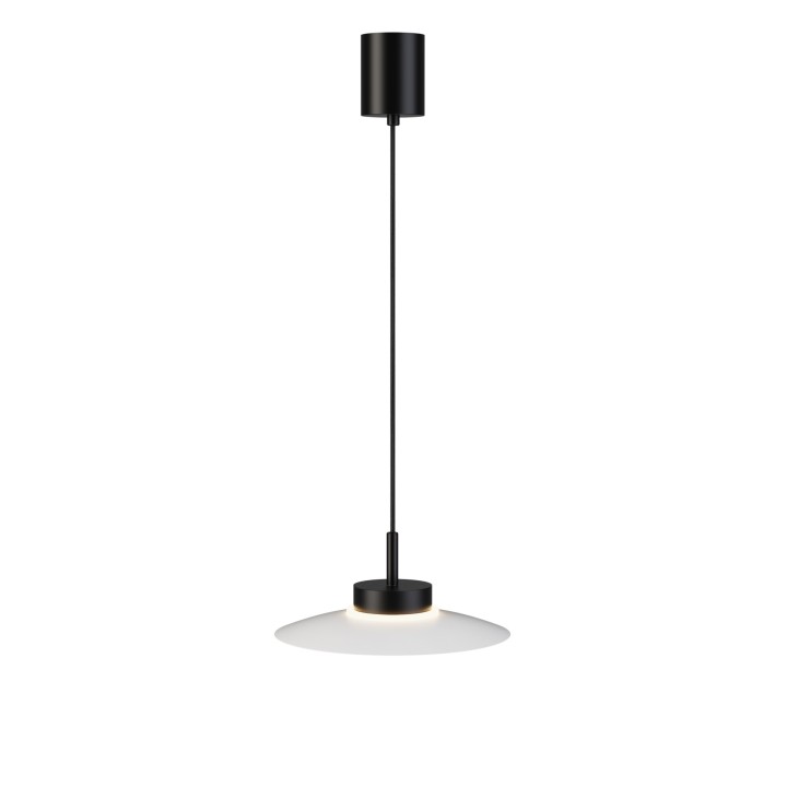 Lámpara de techo CARMEN. Metal plano S blanco y módulo negro. LED 9W