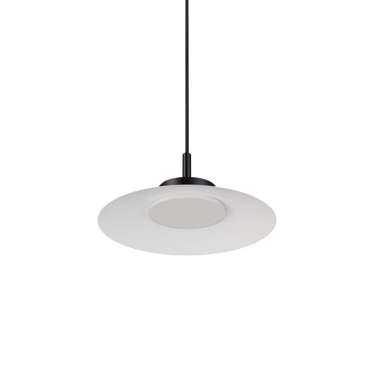 Lámpara de techo CARMEN. Metal plano S blanco y módulo negro. LED 9W