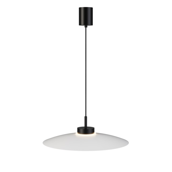 Lámpara de techo CARMEN. Metal plano acabado blanco y módulo negro. 9W