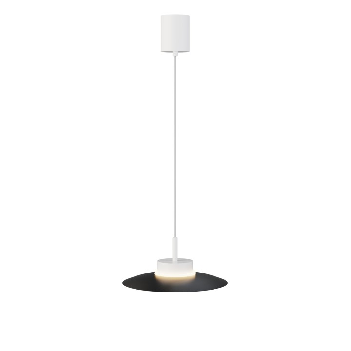 Lámpara de techo CARMEN. Metal plano S negro y módulo blanco. LED 9W