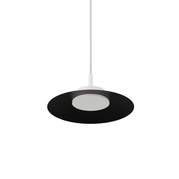 Lámpara de techo CARMEN. Metal plano S negro y módulo blanco. LED 9W