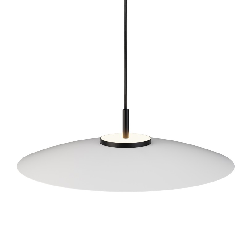 Lámpara de techo VALENTINA.Metal plano blanco y módulo negro.LED 18W