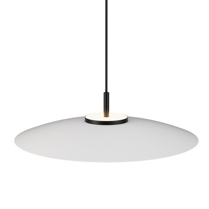 Lámpara de techo VALENTINA.Metal plano blanco y módulo negro.LED 18W